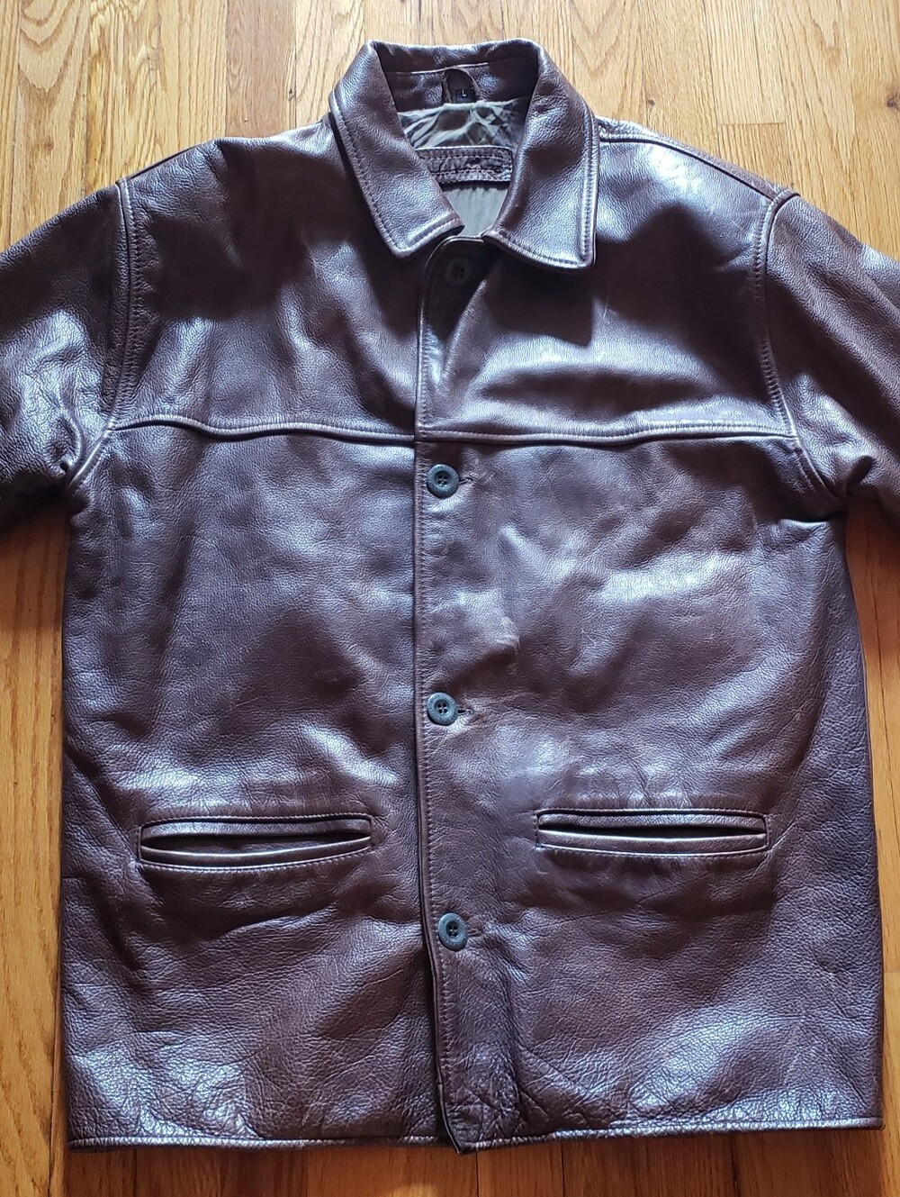 VTG 90s Y2K Reza Duro Mens Brown Distressed Leather Jacket Coat Heavyweight Rare